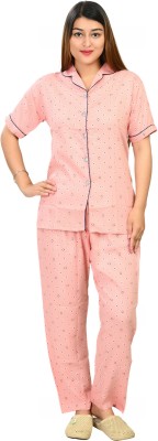 Kripto Katrox Women Self Design Pink Shirt & Pyjama set