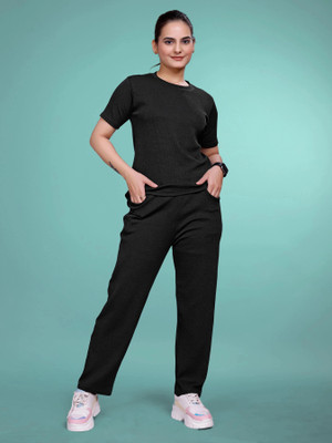 SAKARMAA Women Self Design Black Top & Pyjama Set