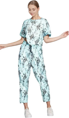 BAPASITARAM Women Printed Light Blue Top & Pyjama Set