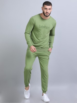 Bushirt Men Printed Light Green Night Suit Set