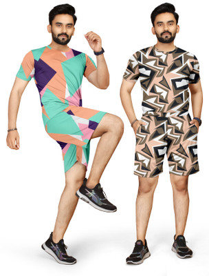 RIOCREATION Men Striped Multicolor Night Suit Set