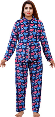 NACNO Women Floral Print Blue Shirt & Pyjama set