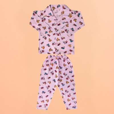 Lala Maneet Baby Boys & Baby Girls Printed Multicolor Night Suit Set