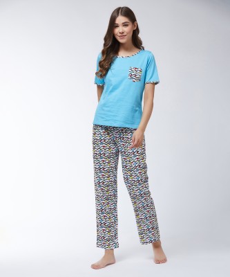 Miss Chase Women Printed Multicolor Top & Pyjama Set