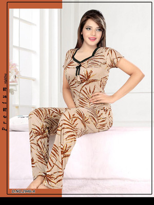 MF CREATION Women Printed Multicolor Night Suit Set
