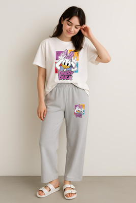 My Swag Women Printed Grey Top & Pyjama Set