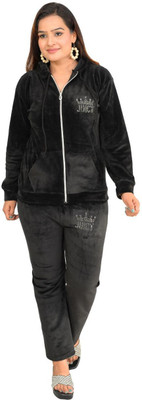 PK Fashion Women Solid Black Night Suit Set