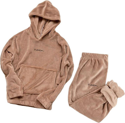 winkelstreet Women Solid Brown Night Suit Set