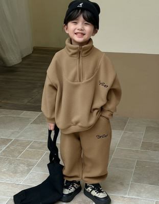 Lugo Boys & Girls Self Design Brown Night Suit Set
