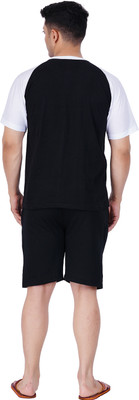 GOKUL FASHION Men Graphic Print Black Top & Shorts Set