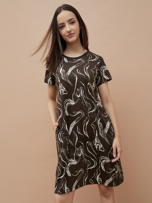 Ginger by Lifestyle Women Printed Brown Night Suit Set