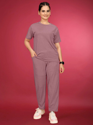 SAKARMAA Women Solid Pink Top & Pyjama Set