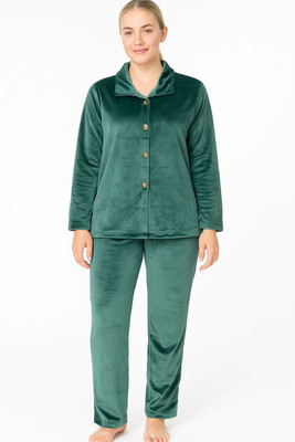 Ruhani Women Solid Dark Green Shirt & Pyjama set
