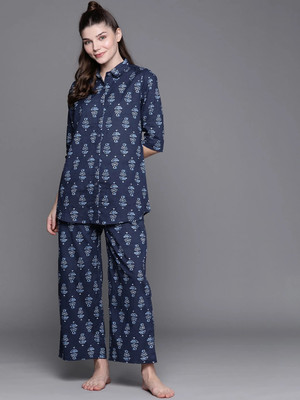 LIBAS Women Printed Blue Night Suit Set