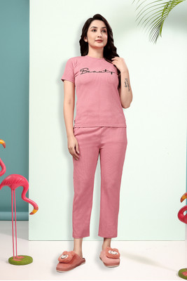 Indoce Sales Women Printed Pink Night Suit Set