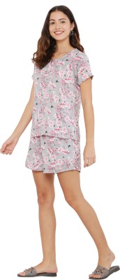 ShopGlobal Women Floral Print Multicolor Top & Shorts Set