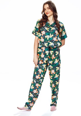 SN SWEET NIGHT Women Printed Multicolor Shirt & Pyjama set