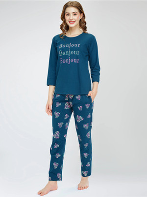 ZEYO Women Printed Multicolor Top & Pyjama Set