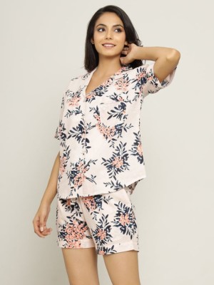 Sanskrutihomes Women Floral Print Pink Top & Shorts Set