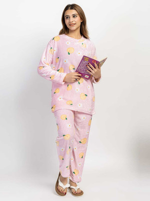 US Trendz Women Solid Pink Night Suit Set
