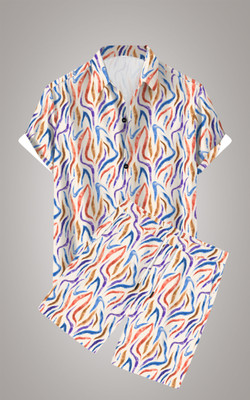 HouseOfCommon Men Printed Multicolor Night Suit Set