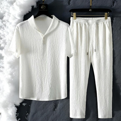gurukrupa creation Men Self Design White Night Suit Set