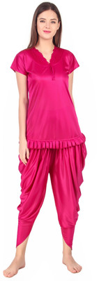mysie Women Solid Pink Top & Pyjama Set
