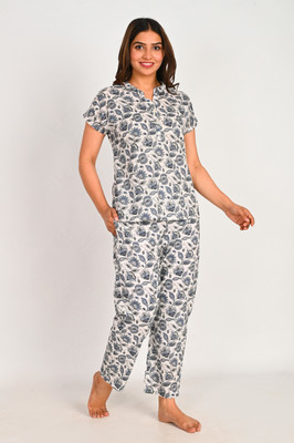 Vinny's Creation Women Printed Grey Night Suit Set