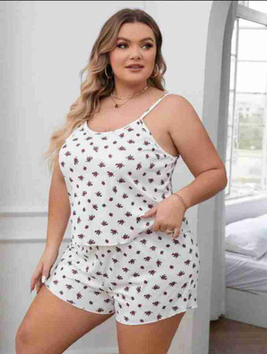 DIVYASTRI FASHION Women Printed White Top & Shorts Set