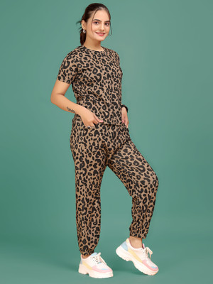 DreamBe Women Printed Brown Top & Pyjama Set