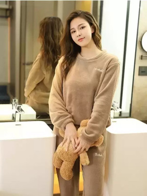 TIARO Women Solid Brown Night Suit Set