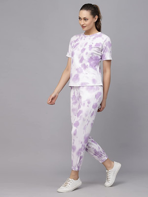 DADX Women Printed, Ombre/Dyed Purple Night Suit Set