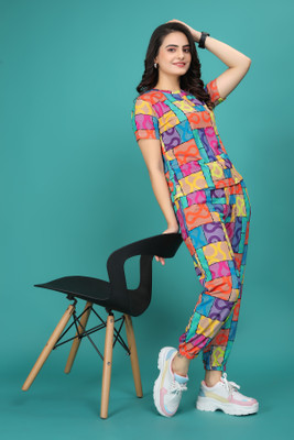 SAKARMAA Women Printed Pink Night Suit Set