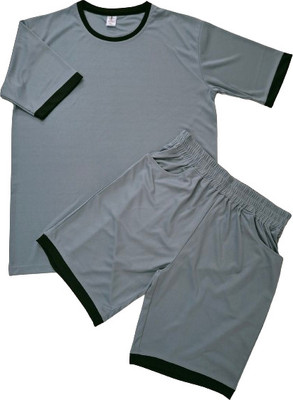 BALUDAENTEPRISE Men Solid Grey Top & Shorts Set