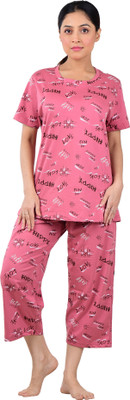 Stylo X-Line Women Printed Pink Top & Capri Set