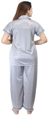 Ansh Collection Women Solid Grey Night Suit Set