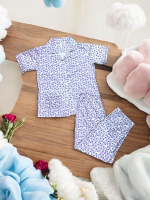 BLUELOCK Women Printed Purple Night Suit Set