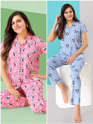 Trade Zone Women Animal Print Multicolor Top & Pyjama Set