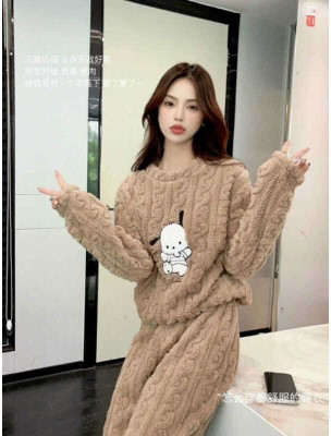 TRCLO Women Printed Beige Night Suit Set