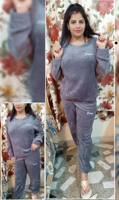 PKF Women Printed Grey Night Suit Set
