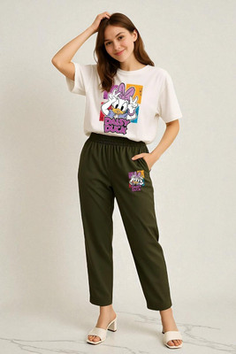 Elvia Women Printed Green Top & Pyjama Set