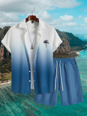 Mahek Fashion Men Printed Dark Blue, White Top & Shorts Set
