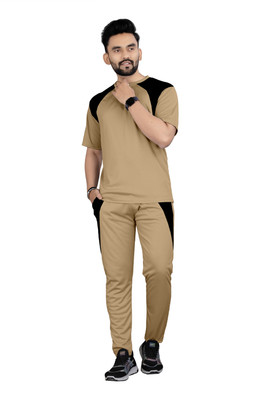 BALUDACLOTHS Men Solid Beige Top & Pyjama Set