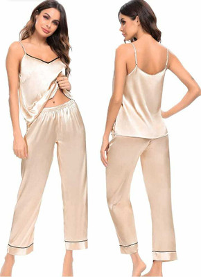 Jumri Doll Women Solid White Top & Pyjama Set