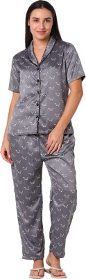 Smarty Pants Women Printed Grey Night Suit Set