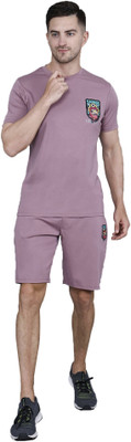 STARFOX Men Solid Purple Top & Shorts Set