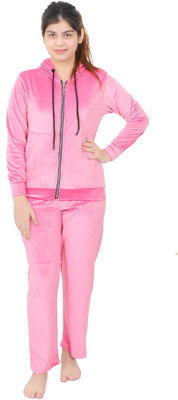 Dartline Women Solid Pink Night Suit Set