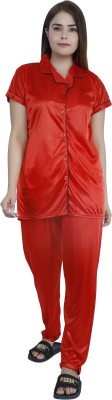 KATYANI Women Solid Red Night Suit Set