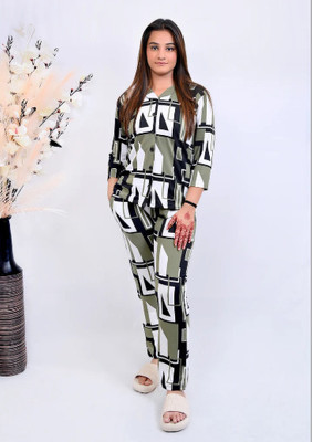 brozzo Women Solid Multicolor Night Suit Set
