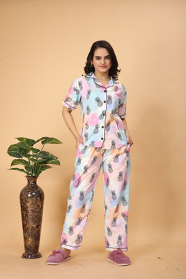 Sika Women Printed Multicolor Night Suit Set